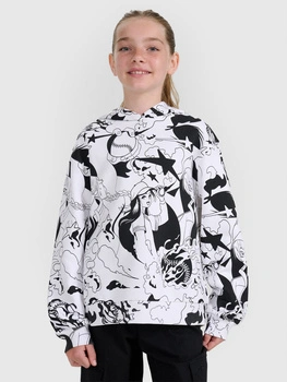 T-shirt oversize z nadrukiem dziewczęcy 4F 4FJRAW25TTSHF3069-90A