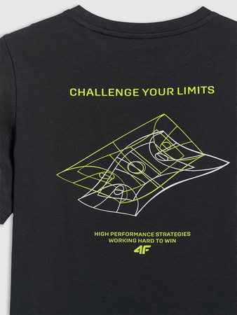 T-shirt regular z nadrukiem chłopięcy 4F 4FJWAW25TTSHM2415-20S