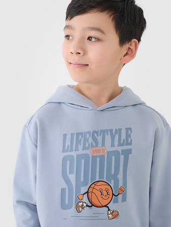 Bluza dresowa nierozpinana z kapturem chłopięca 4F 4FJRSS25TSWSM2041-34S