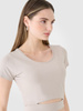 T-shirt crop top gładki damski 4F 4FRSS25TTSHF2695-83S