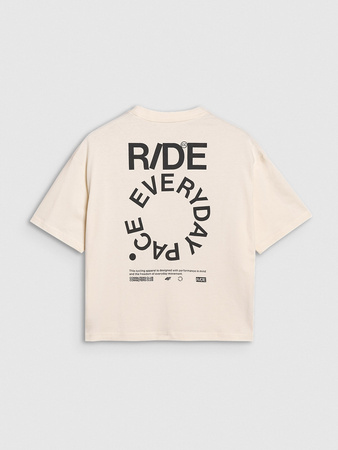 T-shirt oversize z nadrukiem damski 4F 4FWSS25TTSHF1993-11S