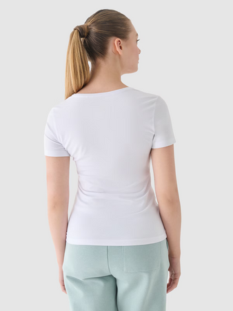 T-shirt slim z nadrukiem damski 4F 4FWMM00TTSHF1846-10S