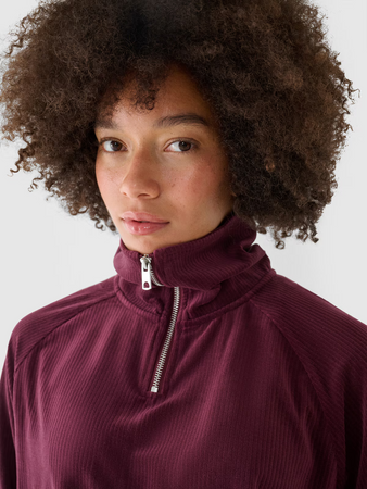 Bluza dresowa z weluru nierozpinana bez kaptura damska 4F 4FRAW24TSWSF2054-60S