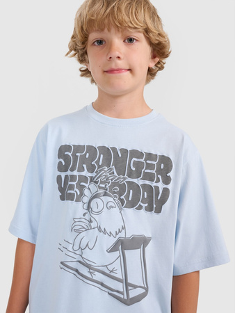 T-shirt oversize z nadrukiem chłopięcy 4F 4FJRAW25TTSHM3206-34S