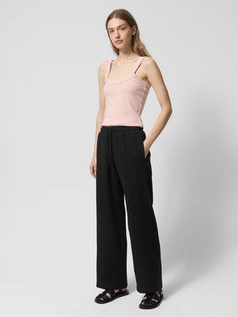 Spodnie z bawełnianego muślinu damskie Outhorn OTHWSS24TTROF1017-20S