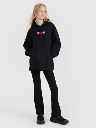 Bluza dziewczęca dresowa nierozpinana z kapturem 4F 4FJRSS25TSWSF2235-20S