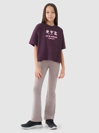 Crop top oversize z nadrukiem dziewczęcy 4F 4FJRSS25TTSHF2587-50S