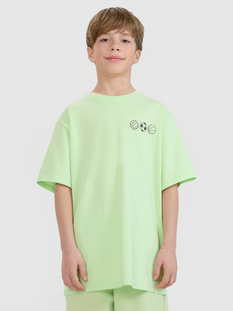 T-shirt oversize z nadrukiem chłopięcy 4F 4FJRSS25TTSHM2640-45S