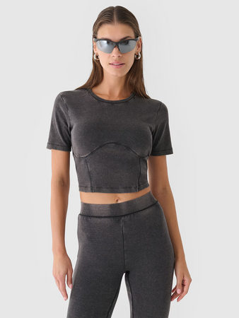 Crop top slim gładki damski 4F 4FRAW24TTSHF2581-20S