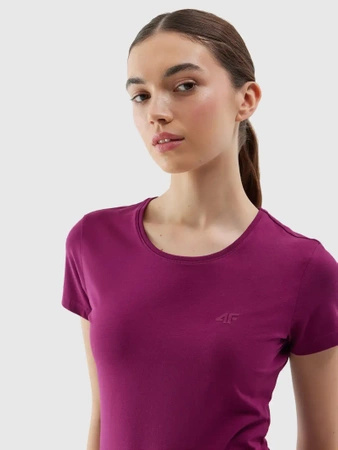 T-shirt elastyczny slim gładki damski 4F