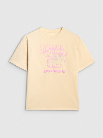 T-shirt oversize z nadrukiem dziewczęcy 4F 4FJRAW25TTSHF3197-12S