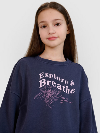 Bluza dresowa nierozpinana bez kaptura dziewczęca 4F 4FJWSS25TSWSF1483-22S