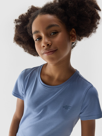 T-shirt bawełniany 100% gładki dziewczęcy 4F Junior