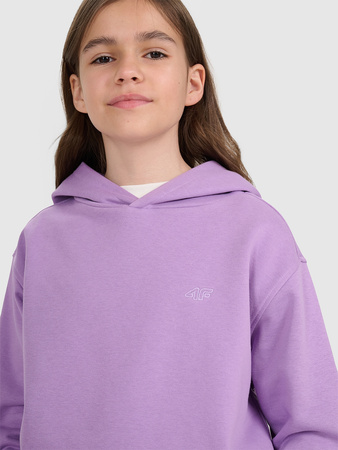 Bluza dresowa nierozpinana z kapturem dziewczęca 4F 4FJRAW25TSWSF2467-51S