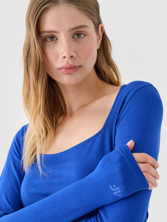 Longsleeve slim gładki damski 4F 4FRSS24TLONF499-36S