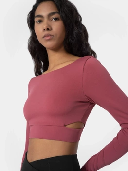 Longsleeve crop-top slim z wycięciami damski 4F