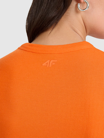 T-shirt slim z waflowej dzianiny damski 4F 4FRSS25TTSHF2749-70S