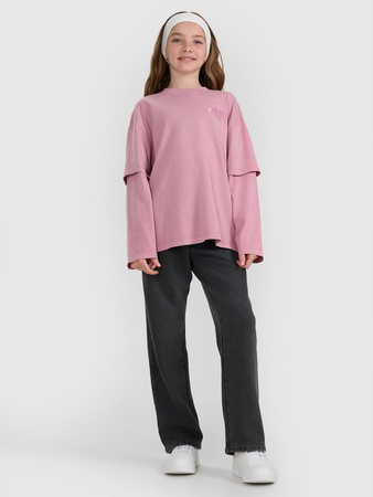 Longsleeve oversize z nadrukiem dziewczęcy 4F 4FJRAW25TLONF543-54S