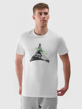 T-shirt regular z nadrukiem męski 4F 4FRAW24TTSHM2301-10S