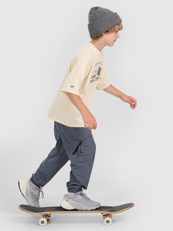 T-shirt oversize z nadrukiem chłopięcy 4F 4FJRAW25TTSHM3208-12S