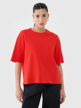 T-shirt regular z waflowej dzianiny damski 4F 4FRSS25TTSHF2651-62S