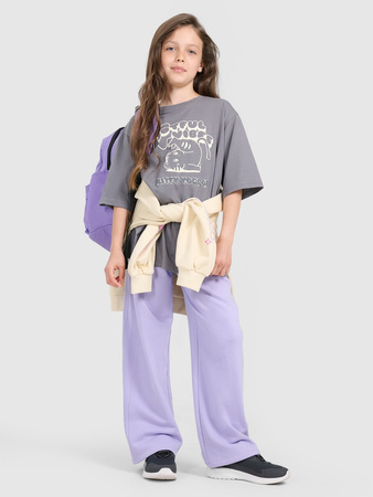 T-shirt oversize z nadrukiem dziewczęcy 4F 4FJRAW25TTSHF3197-22S