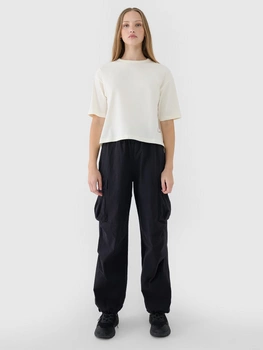 T-shirt oversize z nadrukiem damski 4F 4FWSS25TTSHF1971-11S