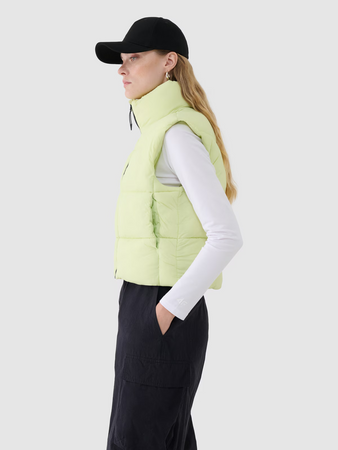 Bezrękawnik puchowy cropped z wypełnieniem syntetycznym damski 4F 4FWSS25TVJAF182-45S