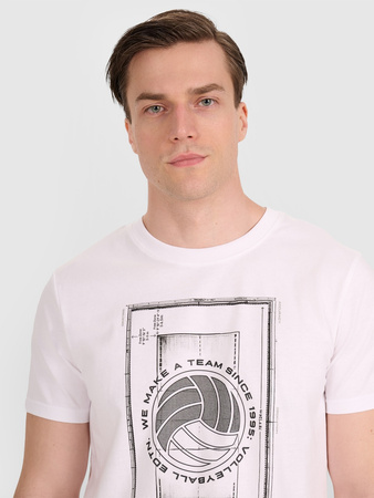 T-shirt regular z nadrukiem siatkarskim męski 4F 4FRAW25TTSHM3236-10S