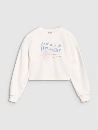 Bluza dresowa nierozpinana bez kaptura dziewczęca 4F 4FJWSS25TSWSF1483-11S