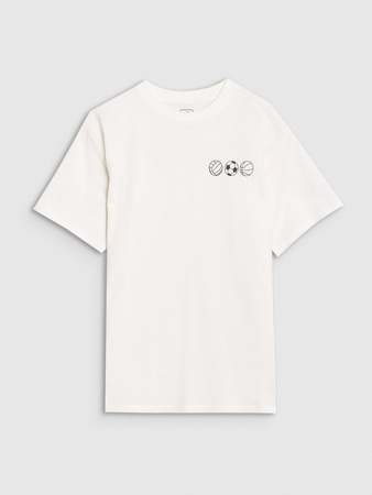 T-shirt oversize z nadrukiem chłopięcy 4F 4FJRSS25TTSHM2640-11S