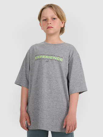 T-shirt oversize z nadrukiem chłopięcy 4F 4FJRAW25TTSHM3166-25M