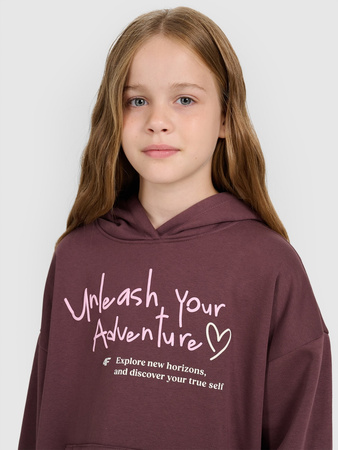 Bluza dresowa oversize nierozpinana z kapturem dziewczęca 4F 4FJRAW25TSWSF2429-51S