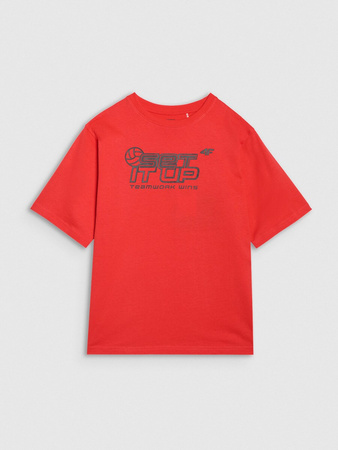 T-shirt oversize z nadrukiem dziecięcy 4F 4FJRSS25TTSHU3296-62S