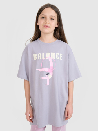 T-shirt oversize z nadrukiem dziewczęcy 4F 4FJRSS25TTSHF2646-25S