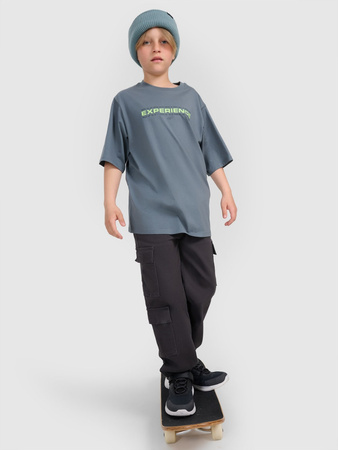 T-shirt oversize z nadrukiem chłopięcy 4F 4FJRAW25TTSHM3166-46S