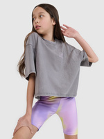 T-shirt oversize crop top z nadrukiem dziewczęcy 4F 4FJWSS25TTSHF1868-25S