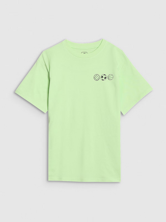 T-shirt oversize z nadrukiem chłopięcy 4F 4FJRSS25TTSHM2640-45S