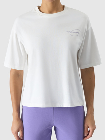 T-shirt oversize z nadrukiem damski 4F 4FRSS24TTSHF2089-11S