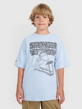 T-shirt oversize z nadrukiem chłopięcy 4F 4FJRAW25TTSHM3206-34S