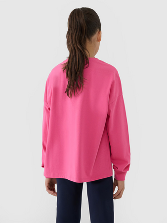 Longsleeve oversize gładki dziewczęcy 4F 4FJWSS25TLONF377-54S