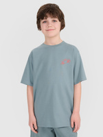 T-shirt oversize z nadrukiem chłopięcy 4F 4FJWSS25TTSHM1914-46S