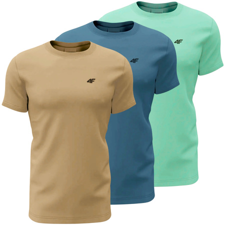 T-shirt męski (ZESTAW KOSZULEK 3 SZT.) 4F 4FWSS25TTSHM3094-91S