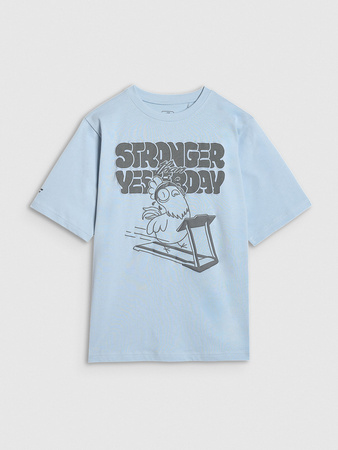 T-shirt oversize z nadrukiem chłopięcy 4F 4FJRAW25TTSHM3206-34S