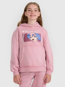 Bluza dresowa nierozpinana z kapturem dziewczęca  4F 4FJRAW25TSWSF2294-54S
