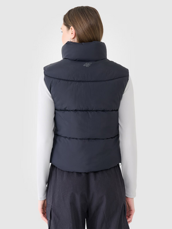 Bezrękawnik puchowy cropped z wypełnieniem syntetycznym damski 4F 4FWSS25TVJAF182-20S