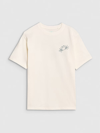 T-shirt oversize z nadrukiem chłopięcy 4F 4FJWSS25TTSHM1914-11S