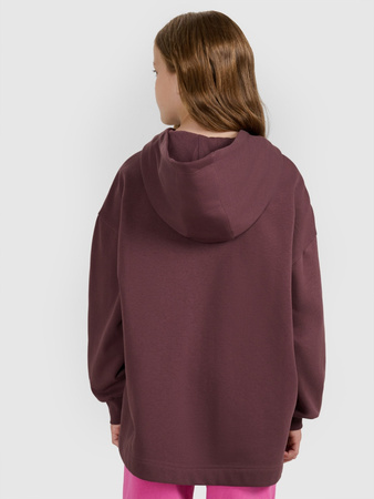 Bluza dresowa oversize nierozpinana z kapturem dziewczęca 4F 4FJRAW25TSWSF2429-51S