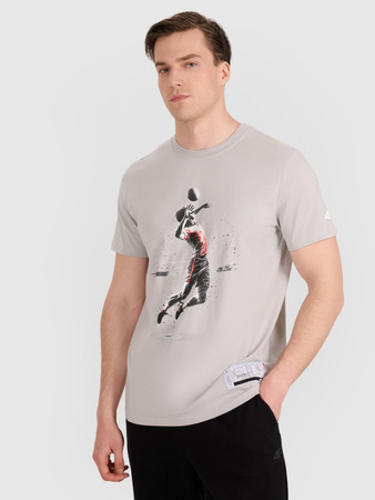 T-shirt regular z nadrukiem siatkarskim męski 4F 4FRAW25TTSHM3318-27S