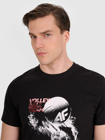 T-shirt regular z nadrukiem siatkarskim męski 4F 4FRAW25TTSHM3235-20S